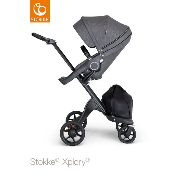 STOKKE® Kinderwagen Xplory® V6 Black/Black mit Sportwagenaufsatz Black Melange