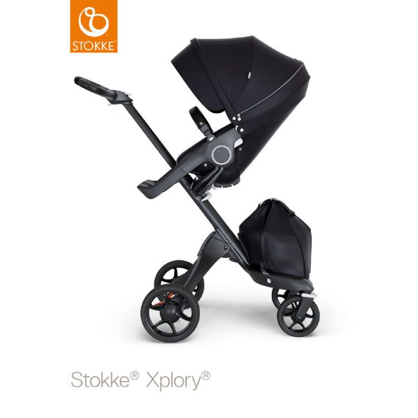 STOKKE® Kinderwagen Xplory® V6 Black/Black mit Sportwagenaufsatz Black