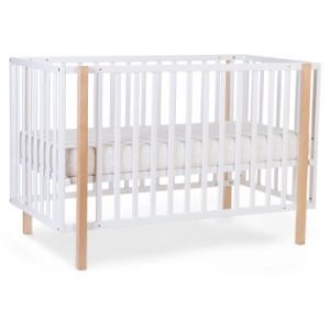 CHILDHOME Babybett weiß natur 60 x 120 cm + Räder