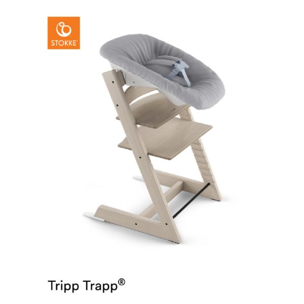STOKKE® Tripp Trapp® Hochstuhl Buche weiß transparent inkl. Newborn Set™ Grey