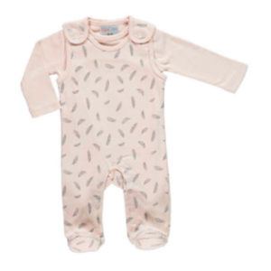 pink or blue Strampler Set Feather